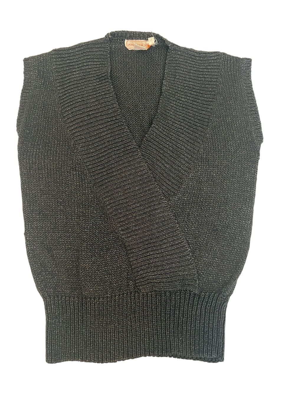 Jones NY Vintage Sleeveless Heathered Black Silk Blend Knit Wrap-Front Vest EVC